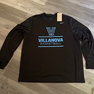 Nike Villanova Wildcats Long Sleeve Dri-fit Basketball Shirt Black New 2XL